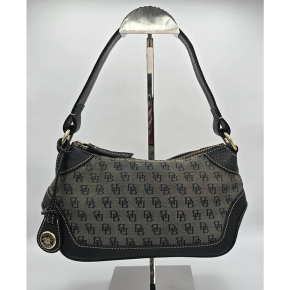 Dooney & Bourke Handbags - Dooney & Bourke Satchel Signature Pattern Gray Black H4 546786 11" x 4" x 5"